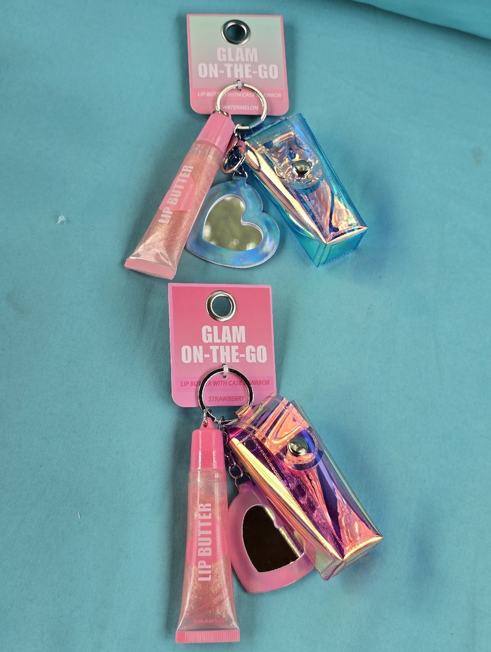 Watermelon Lip Butter Keychain Set - Pink & Holographic - Picture 3 of 4